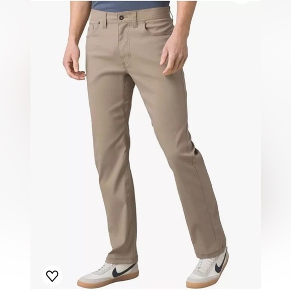 Prana Brion Straight Stretchy Hiking Pants Men 40x34 Khaki Performance (39x33.5) - Picture 1 of 16
